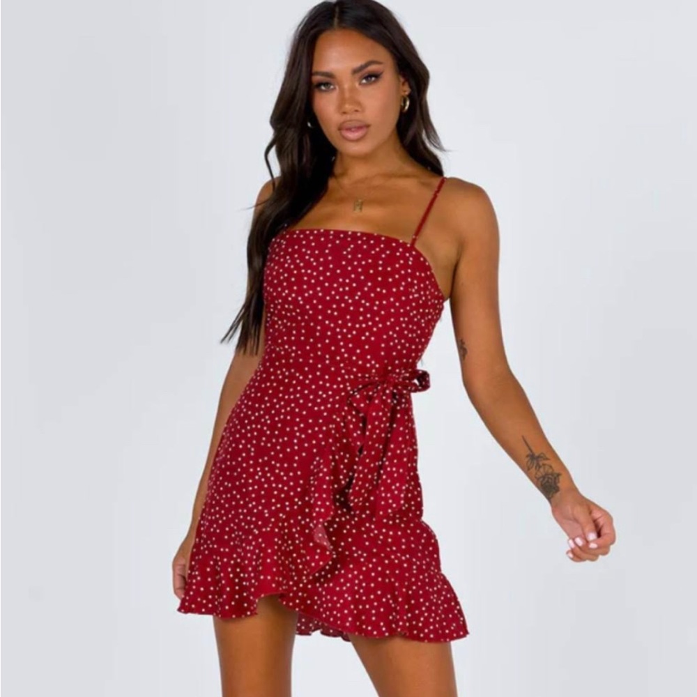 Princess Polly Red and White Polka Dot Mini Dress Size 2